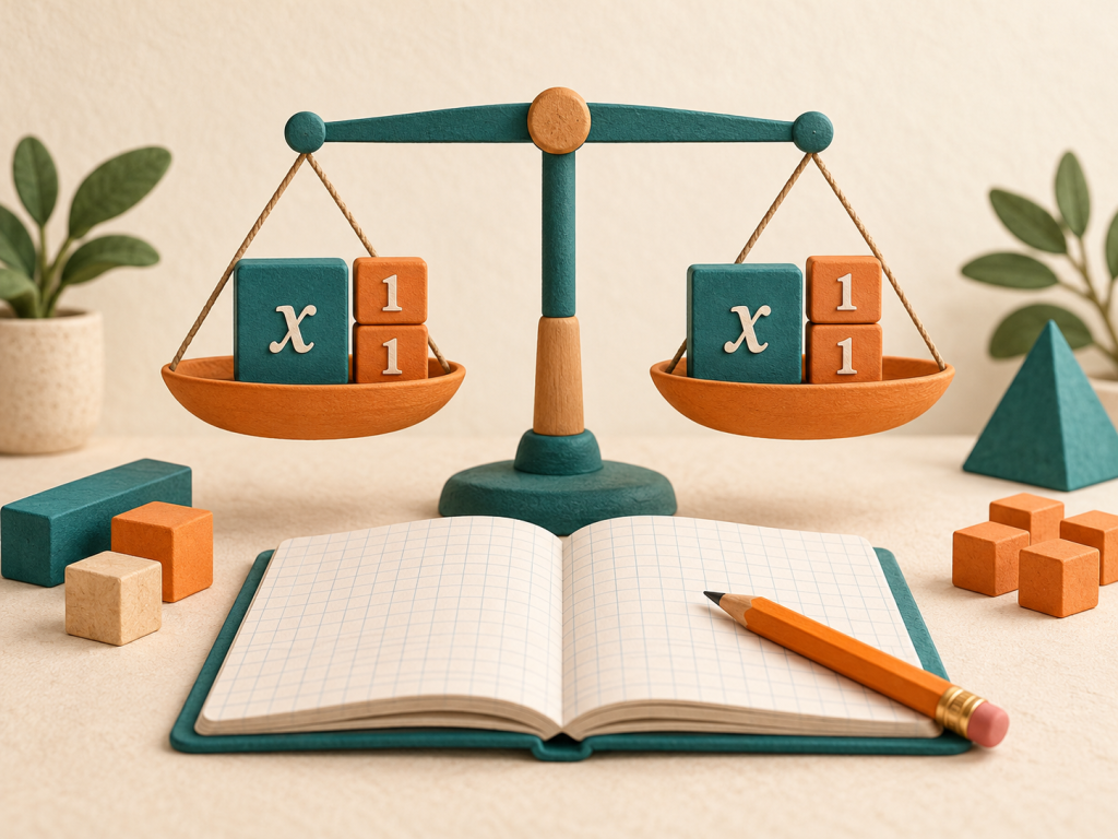 Terazi ve cebir bloklarıyla matematik çalışması