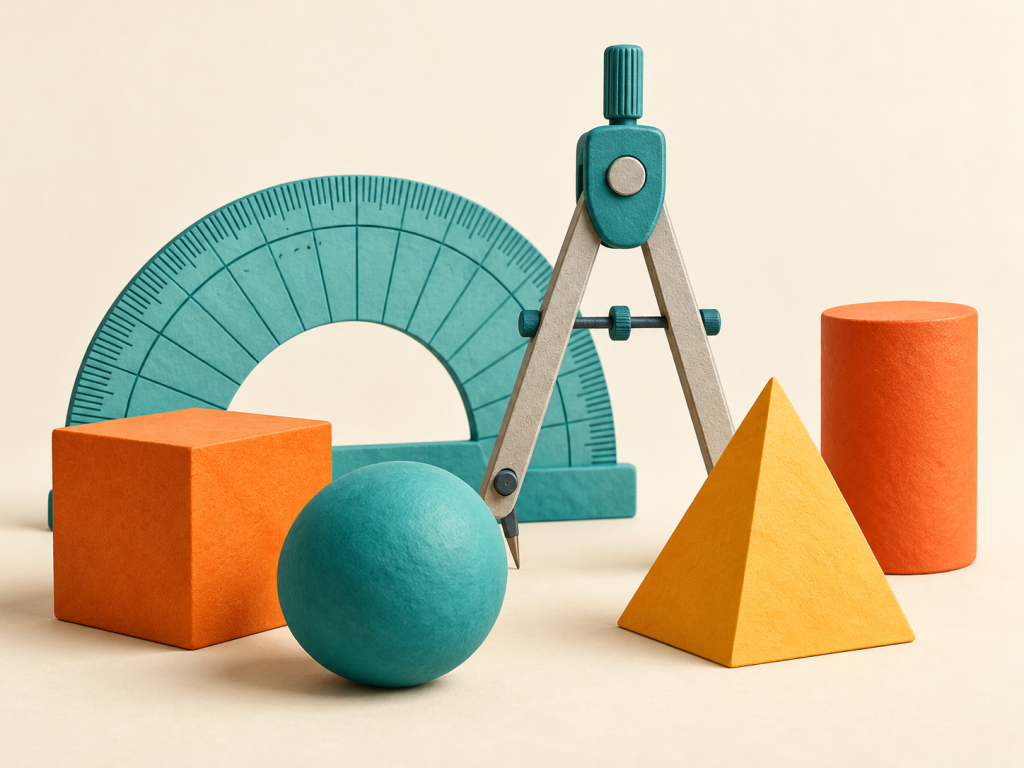 Pergel, açıölçer ve geometrik cisimler